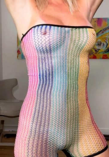 vicky stark colorful neon dress try on onlyfans video vspxkh